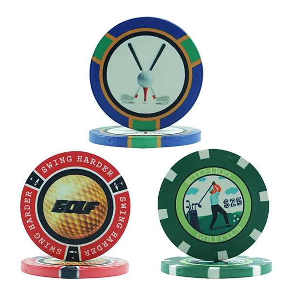 Factory Direct: Custom Golf Logo Ceramic Poker Chips | 10g | Round Design - Buy Professional 39mm Chips Now!