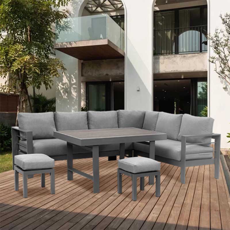 Factory Direct: Dark Grey <a href='/outdoor-sectional-sofa/'>Outdoor Sectional Sofa</a> Set with <a href='/dining-table/'>Dining Table</a>