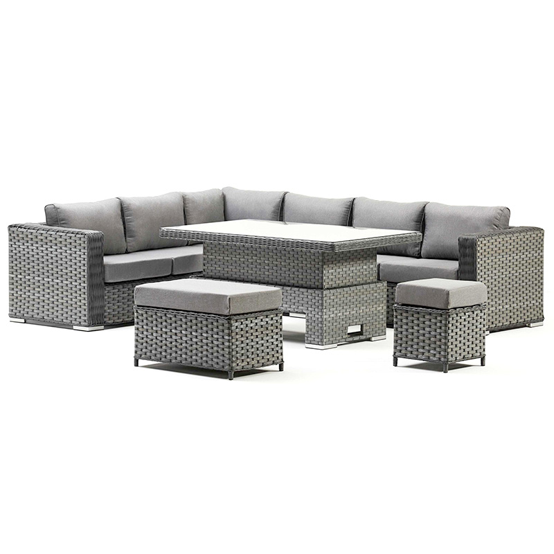 Leisure L shape lounge Sectional 6 Pcs K/D sofa with Rising table outdoor furniture set