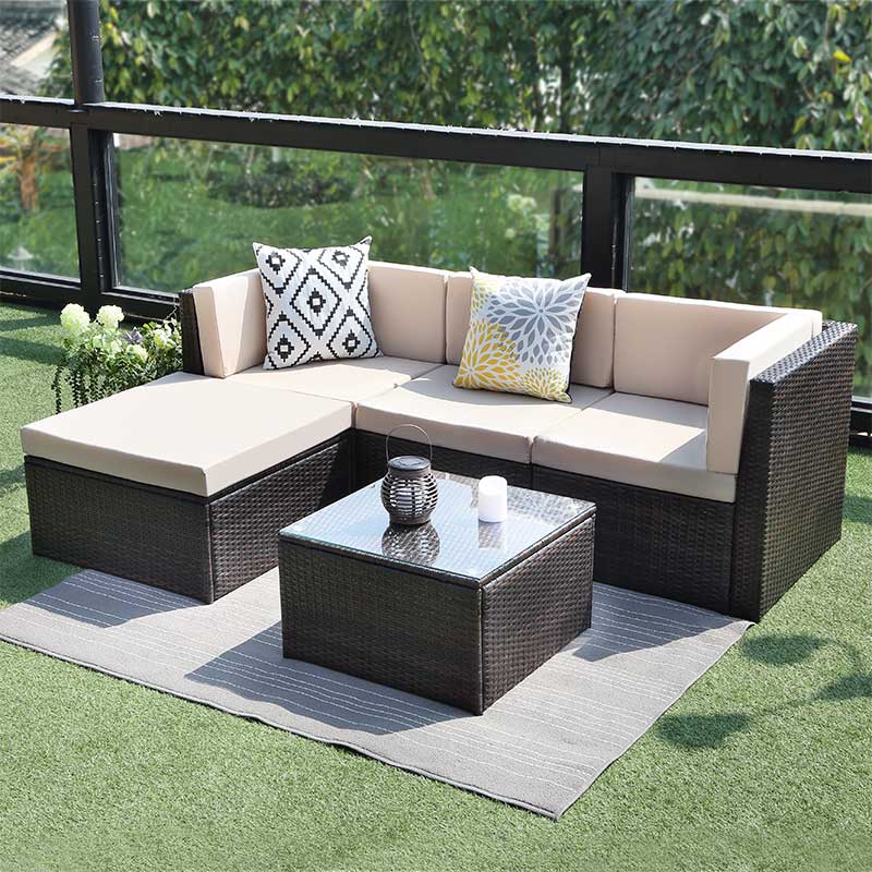 Factory Direct: K/D L Shape Sectional <a href='/outdoor-sofa/'>Outdoor Sofa</a> Set with Glass <a href='/coffee-table/'>Coffee Table</a>. Get Affordable Luxury for Your Patio Today!