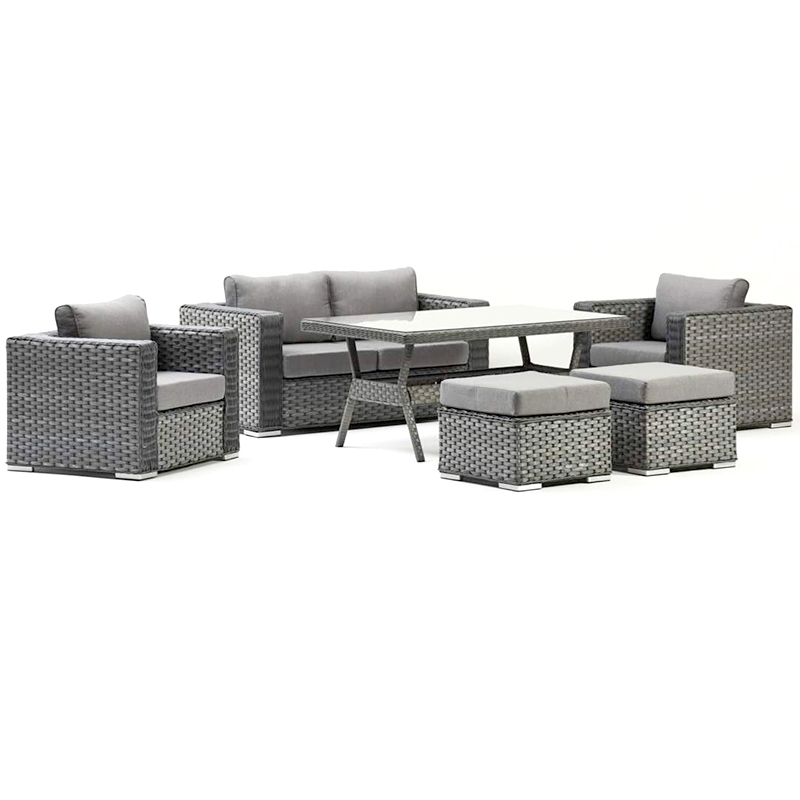 Premium Outdoor Furniture Set: Big Size <a href='/conversation-sofa/'>Conversation Sofa</a> <a href='/dining-table/'>Dining Table</a> with Thick Cushions - Factory Direct