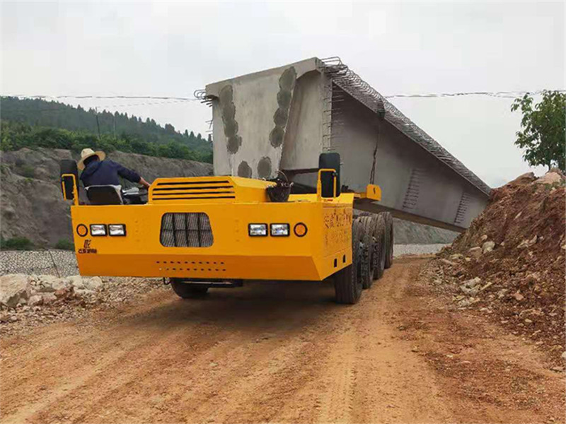 Steering axle cement beam transport truck with cylinder lock cement beam transporter low flat semi-trailer  (3)