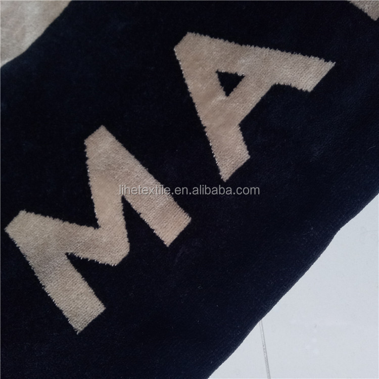 100% cotton velour woven jacquard custom logo beach towel