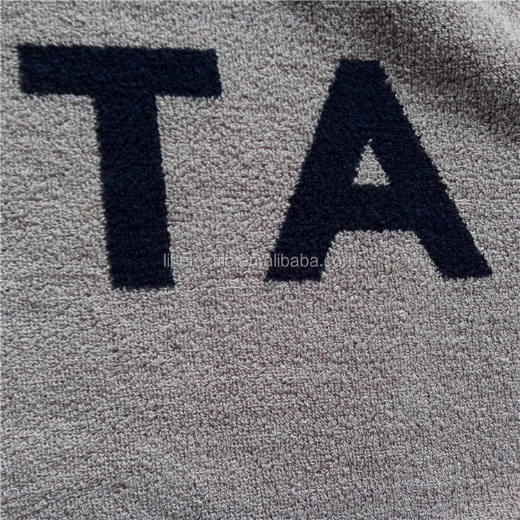 100% cotton velour woven jacquard custom logo beach towel