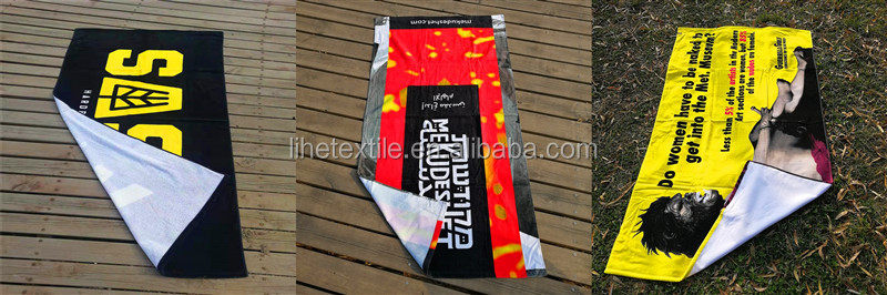 RPET bottle recycled polyester material waffle fabric custom design sand free double side print beach towel