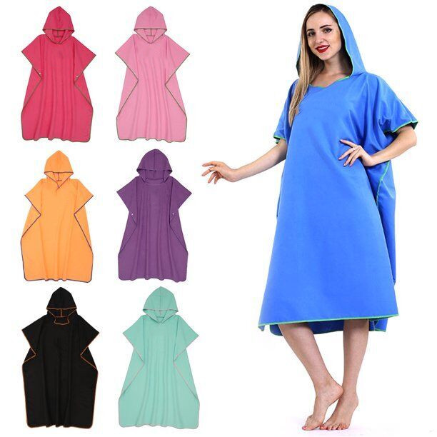 Factory Direct Wetsuit Changing Robe Towel Poncho with Hood Sleeve - Ideal for Surfers & Swimmers - One Size Fits All