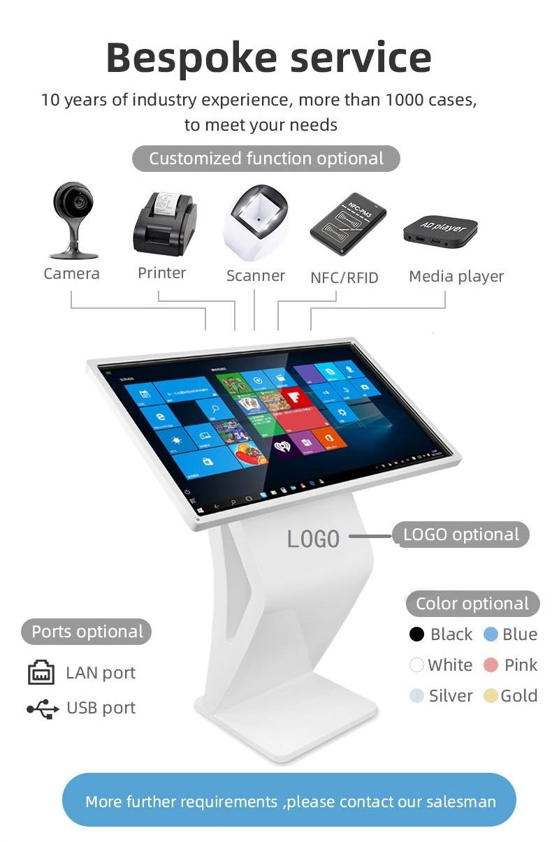 Horizontal Touch Screen Kiosk for shopping mall,hotel checking inchecking out self-service information checking (5)