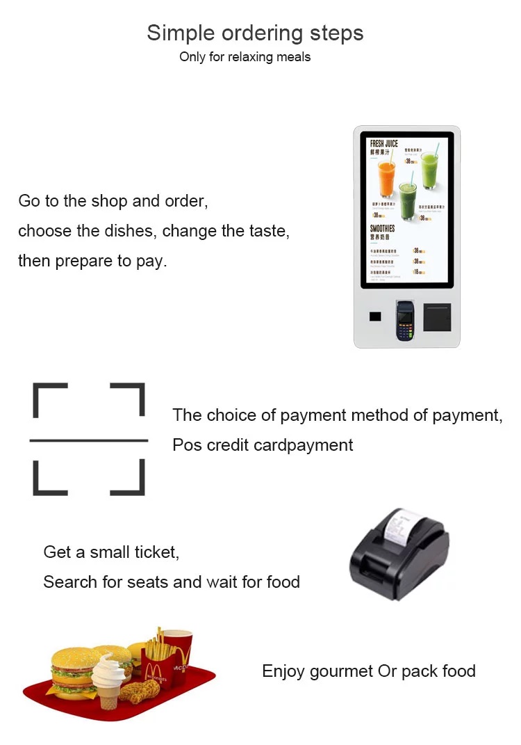 32 inch touch screen self service payment ordering kiosk for fast food McDonald'sKFCrestaurantsupermarket   (6)