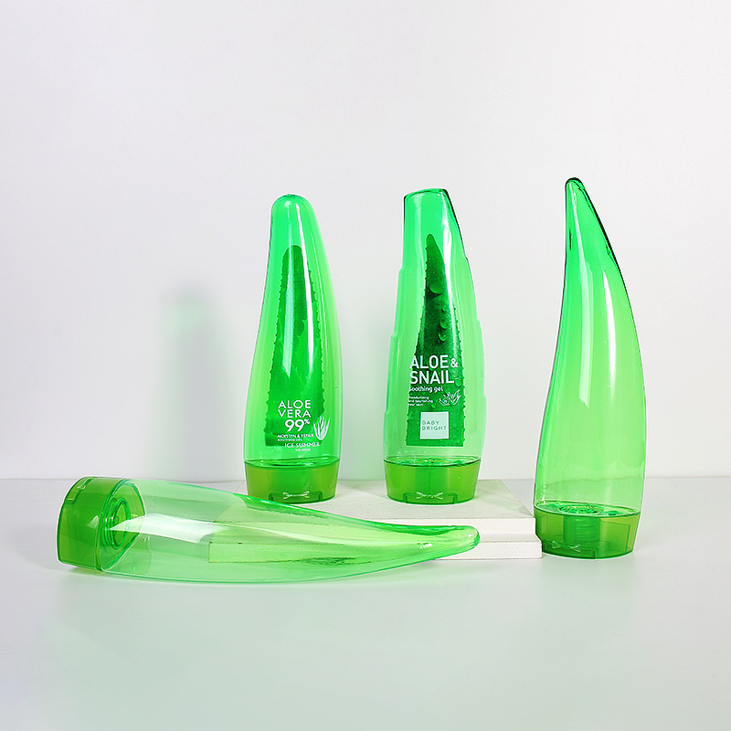 Unique Shaped Green Empty Aloe Lotion Gel <a href='/plastic-bottle/'>Plastic Bottle</a>s Packaging