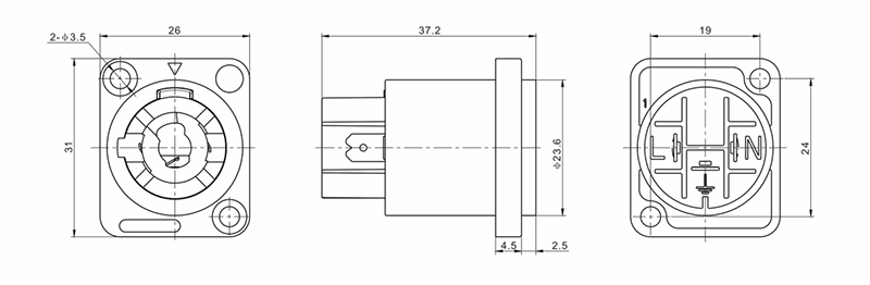 3-Pin-Female-PowerCon-Panel-Mount-Stage-Light-Power-Socket-Audio-Connector