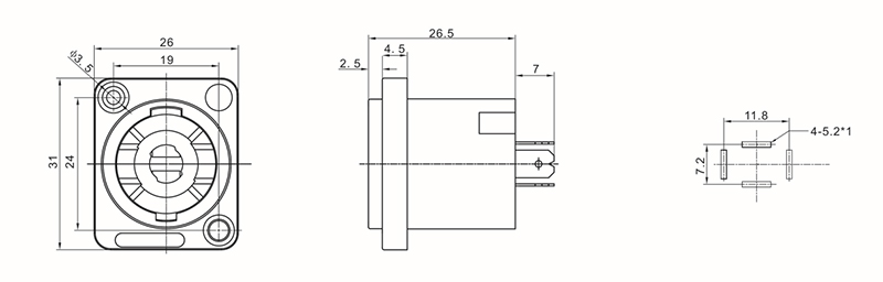 4-Pin-Female-Panel-Mount-Socket-Twist-Lock-Speaker-Connector-Compatible-With-Neutrik-SpeakOn