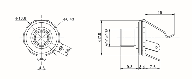 6.35mm-Microphone-Mono-TS-Socket-Female-Panel-Mount-Phone-Jack-Connector