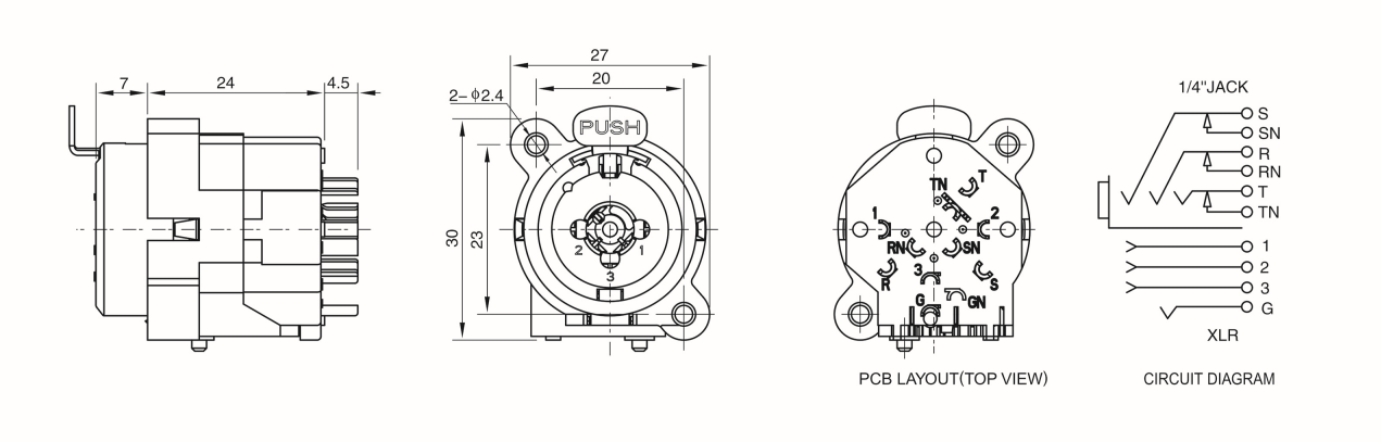 Audio XLR Socket 3 Pole Female Combo