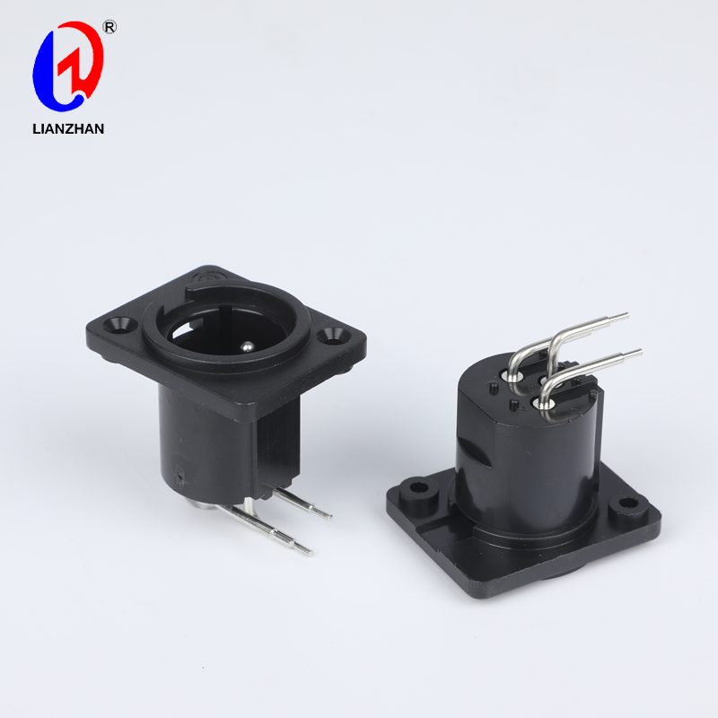 Factory Direct XLR Male Adapter Right Angle Pin Connector - High-Quality 3-Pin Panel Mount Socket for Professional Audio Systems