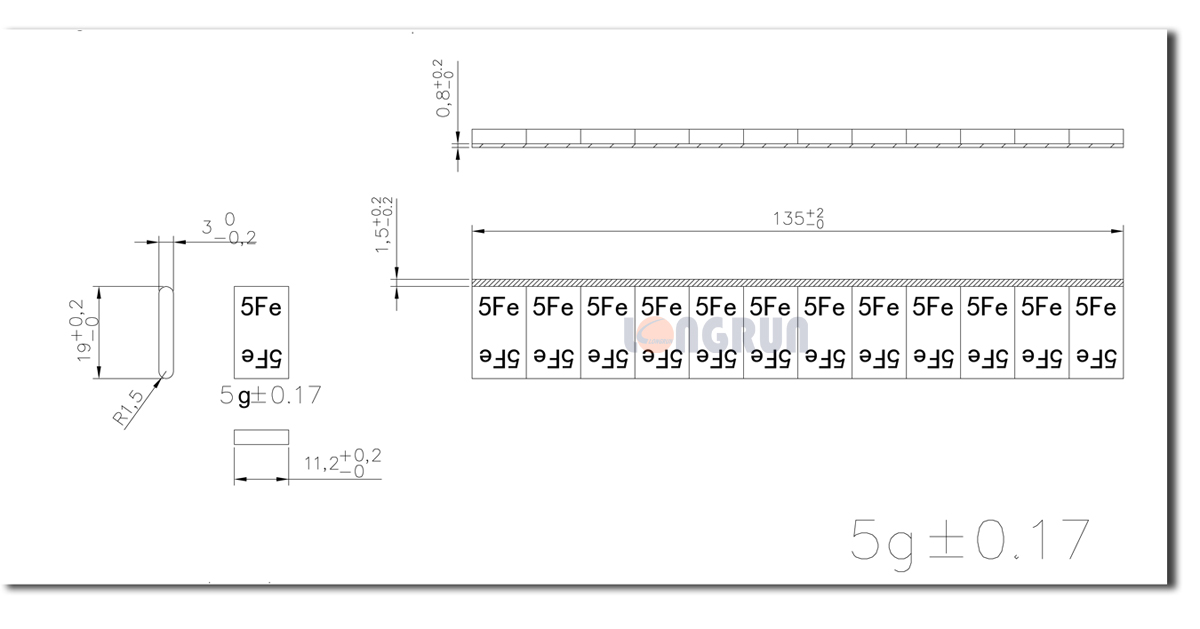 5x12 extra tape square shape