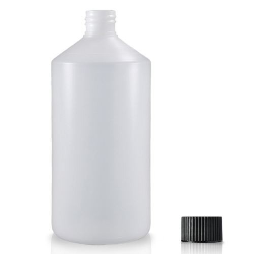 Screw Top Spray <a href='/bottle/'>Bottle</a>, Natural with Pump and <a href='/cap/'>Cap</a>, Black | Qosmedix