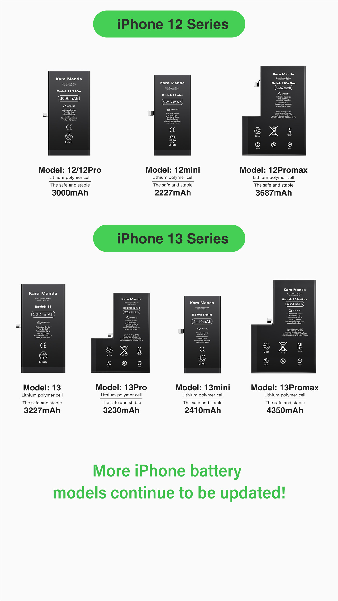 Kara Manda OEM Wholesale High Capacity Battery 3080mAh for iPhone X-2 (4)