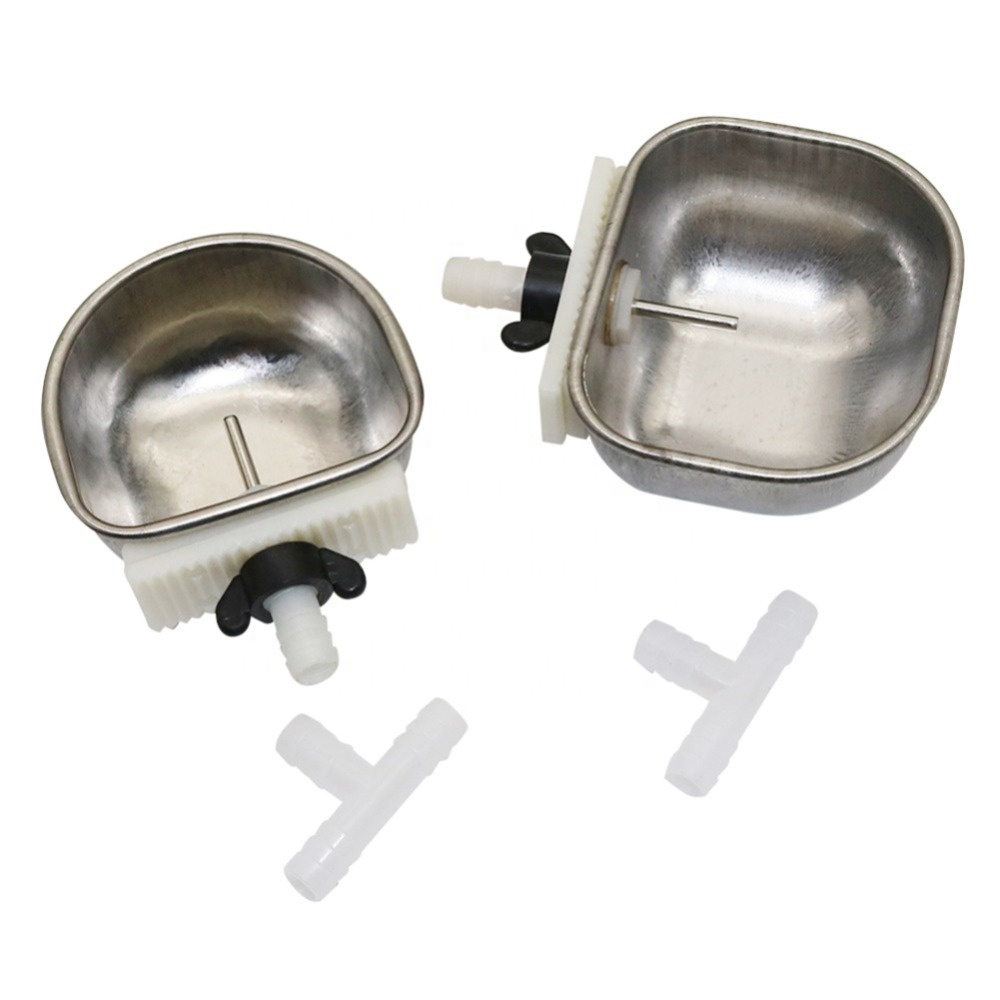 Stainless Steel Rabbit Drinker Drinking Water Bowl Feeding Accessories for Marten RabbitRabbit Farm Feeding Tools