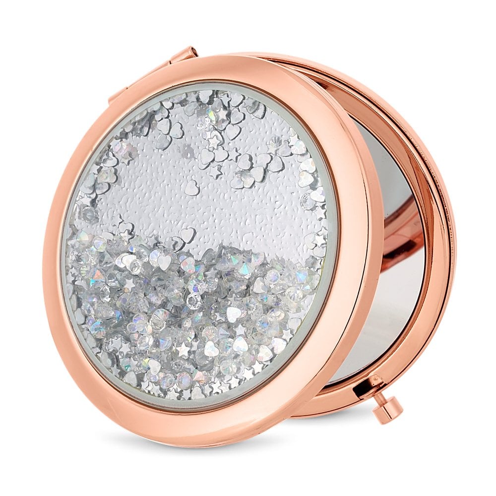 Rose Gold Personalized Compact Mirror - Crystal Filigree