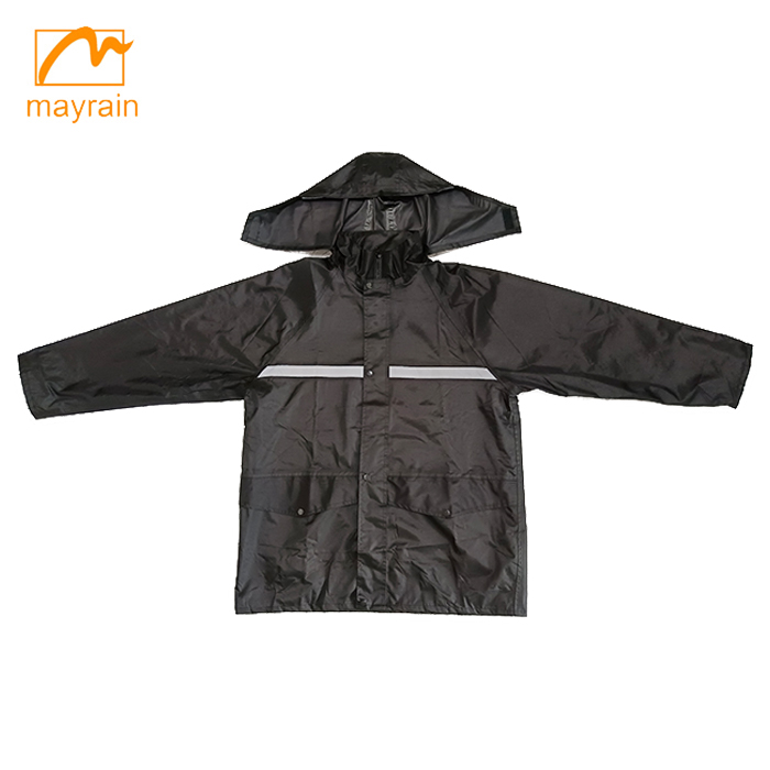 Outdoor polyester waterproof trench casual adult reflector rain jacket for men