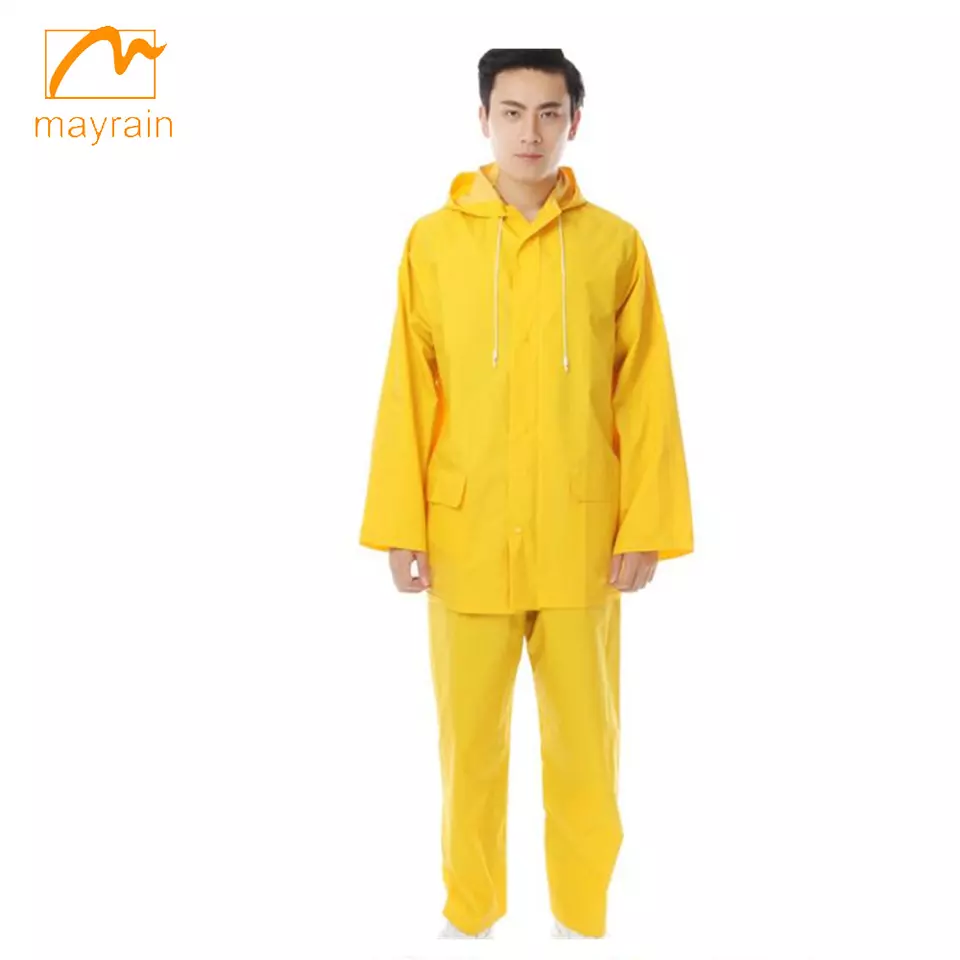 Yellow <a href='/raincoat/'>Raincoat</a> Reflective Long Rainsuit for Outdoor Worker
