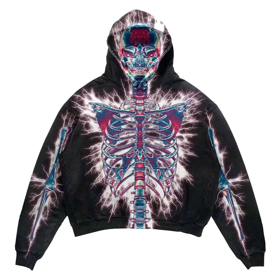 Quality Wholesale Custom <a href='/skeleton-hoodie/'>Skeleton Hoodie</a>s - Factory Direct | Vintage Washed & Distressed Designs for Men - 100% Cotton French Terry