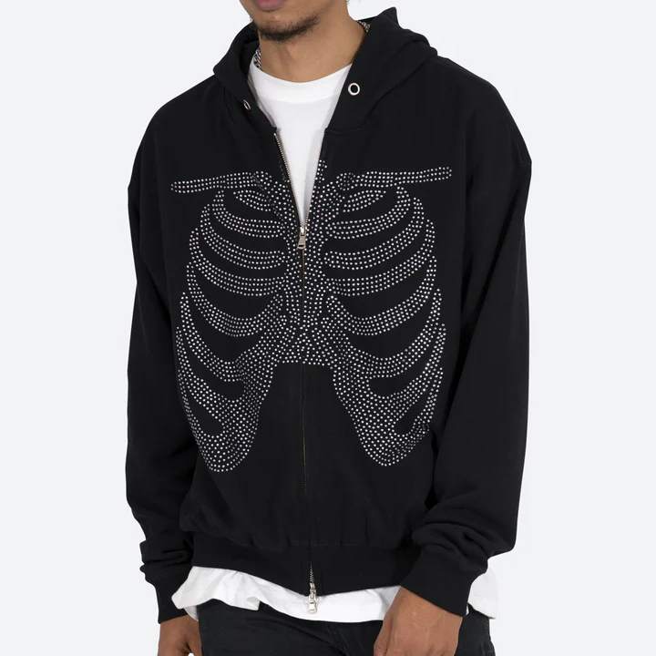 Custom Vintage <a href='/black-skeleton-hoodie/'>Black <a href='/skeleton-hoodie/'>Skeleton Hoodie</a></a>s from Factory Xinge Clothing - Shop Now!