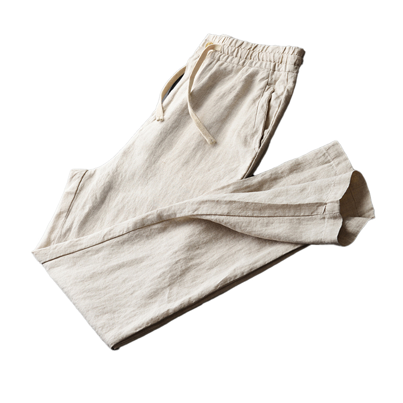 Men's Linen Cotton Casual Pants | Lightweight Drawstring Elastic Waist | Factory Direct