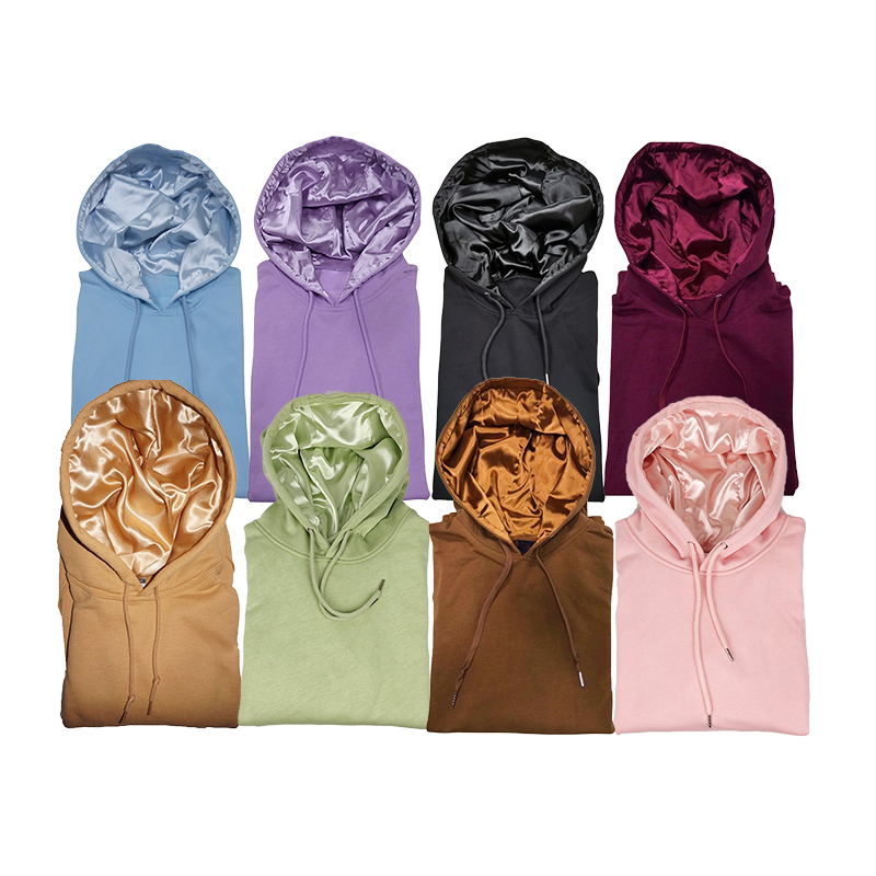 Factory Direct: Get the Best Custom Logo 100% Cotton Silk Satin Hoodie for Men with Oversized Fit and Lined Hood