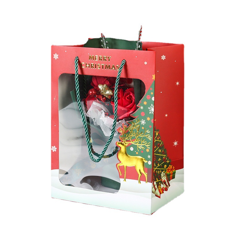 Quality Factory-Made Christmas <a href='/gift-paper-bag/'>Gift <a href='/paper-bag/'>Paper Bag</a></a> with Handle for Flower Packing