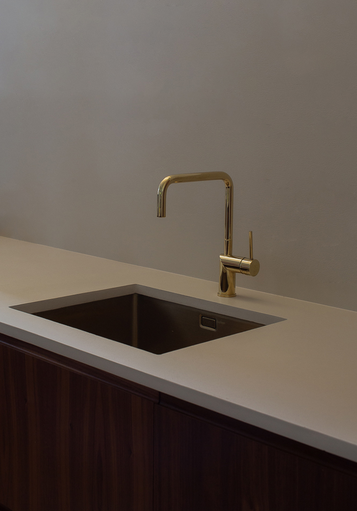 Brass PVD kitchen sink, UK | Quadron Nicolas Gold Olif