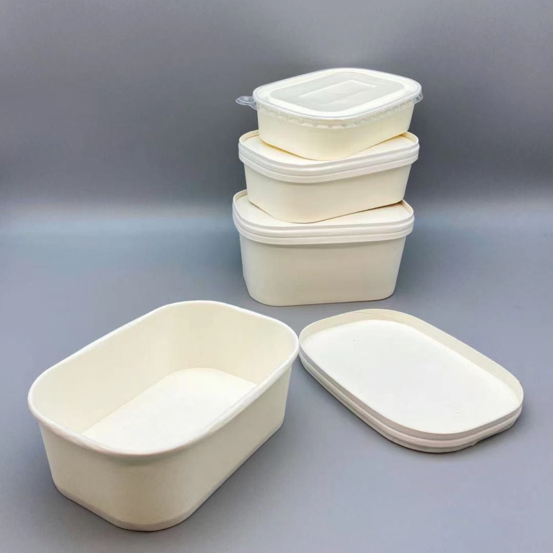 Factory Direct: 1000ml White Square Paper Bowls - Ideal Recycling Containers