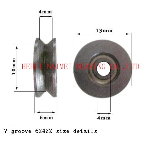 non standard bearing V groove bearing 624ZZ 4*13*6mm V1.5mm V624ZZ