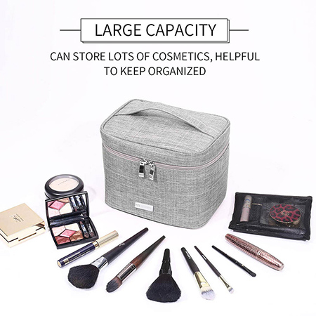 Makeup Bag Travel Large Cosmetic Bag Case Organizer Pouch with Mesh Bag Brush Holder Make Up Toiletry Bags for Women-10