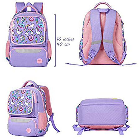 School Backpack for Girls Large 16 Inches Casual Day Pack Cartoon unicorn (2)