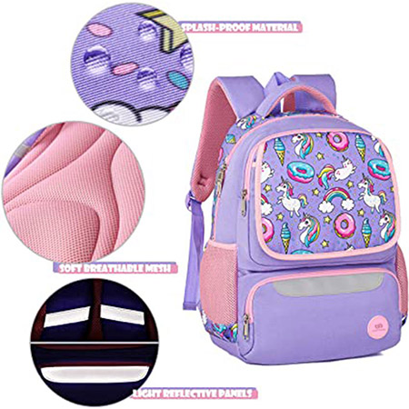 School Backpack for Girls Large 16 Inches Casual Day Pack Cartoon unicorn (6)