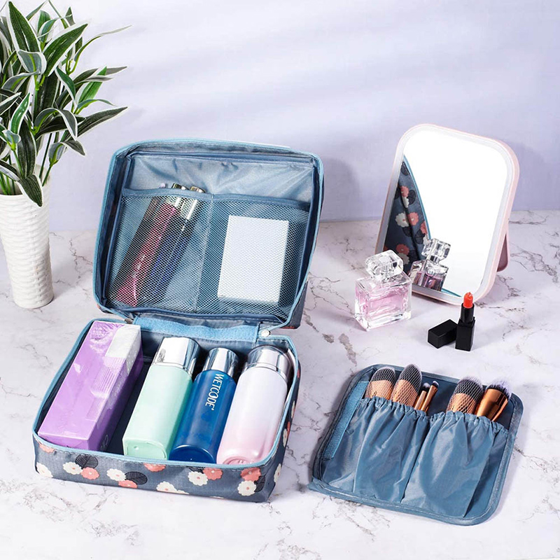 Travel Makeup Bag - Make Up Case for Travel Portable Cosmetic Cases Organizer Waterproof, Large Capacity but Ultra-Light Makeup Bag for Women Girls with Handle and Divide Space-4