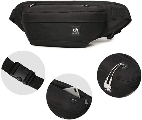 Fanny Packs for Women & Men Unisex Waist Bag Pack with Headphone  Black  for Outdoors & Gym   