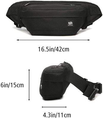 Fanny Packs for Women & Men Unisex Waist Bag Pack with Headphone  Black  for Outdoors & Gym   