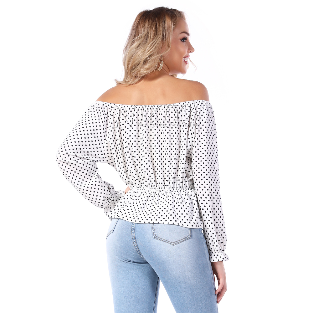 Off Shoulder Tops Strapless long sleeve polka dot long sleeves women blouses Corsets Blouse Club Corset Top