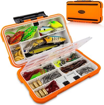 Fishing Lure Kit Freshwater with a Free Tackle Box (A Set of 133 Pcs)sharp Hooks and Various Fishing Tackle,hard and Soft Plastic Lures Baits,spoon Lures,topwater Frog for Bass and More  Bassin Fools Bass Fishing