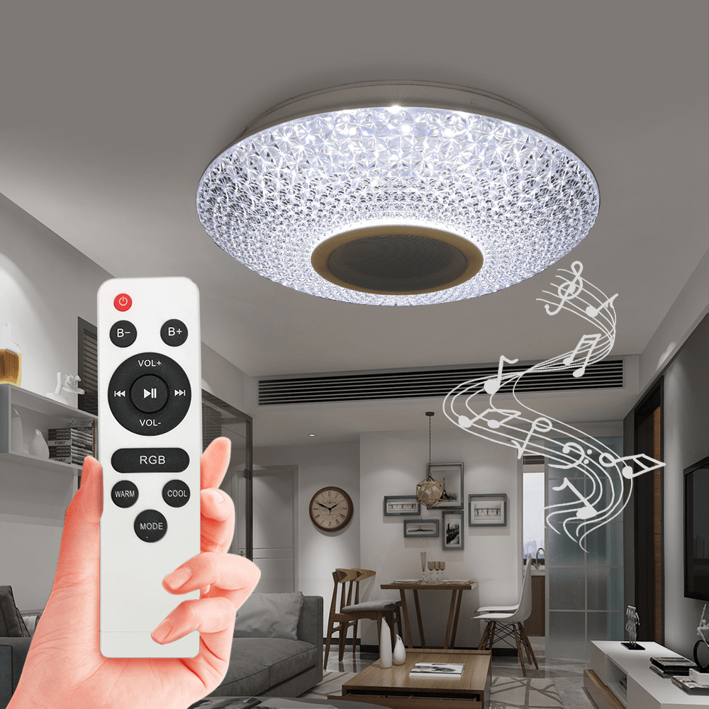 RGBW LED Ceiling Light Music Speaker Lamp Bluetooth APP +