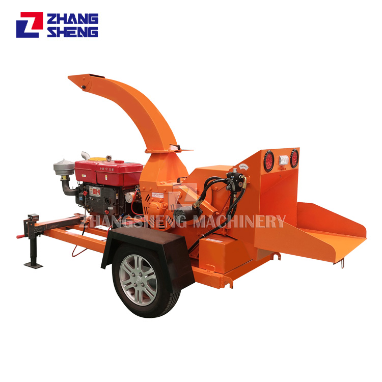 6 inch diesel engine hydraulic feed wood shredder chipper