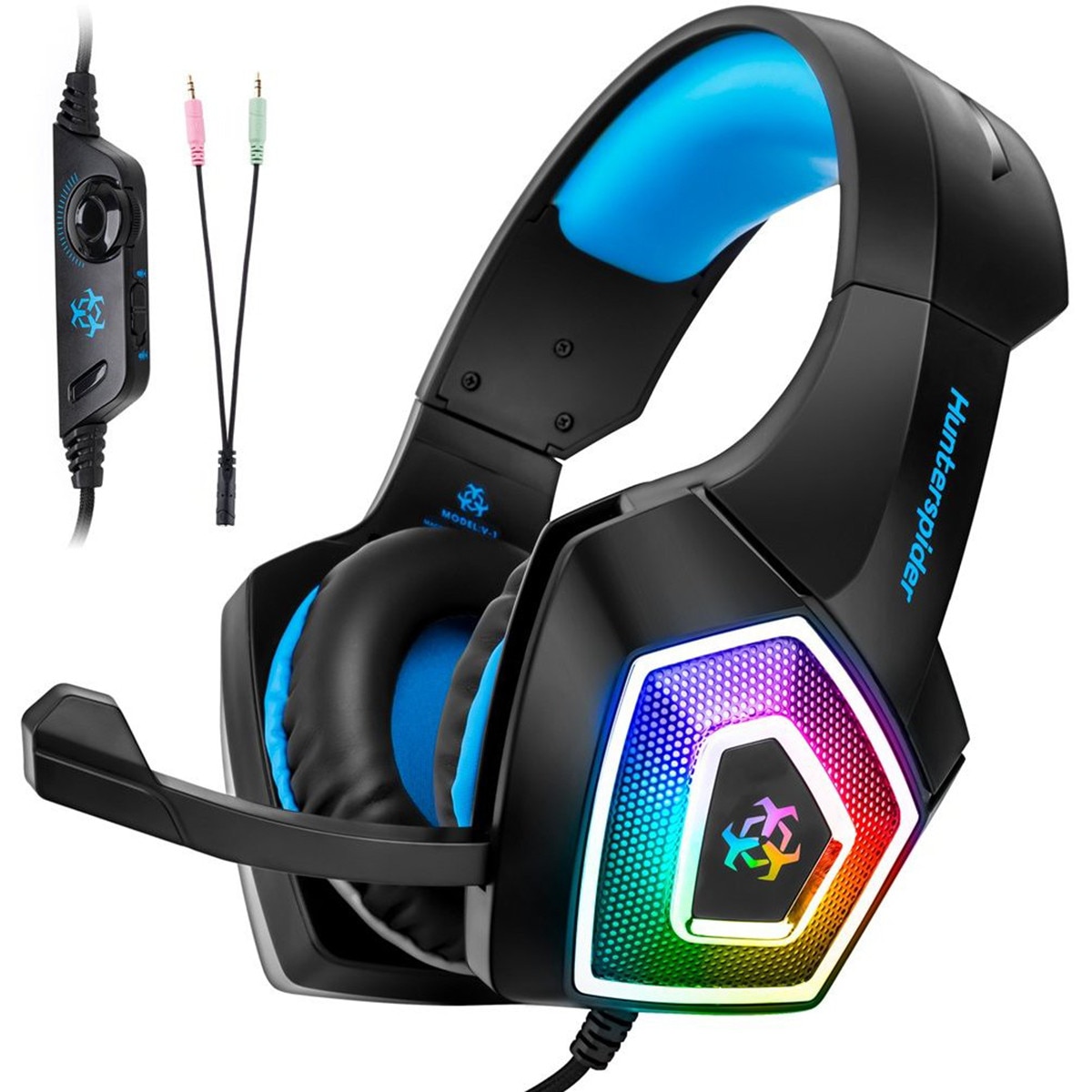 Stereo Gaming Headset with Microphone for Xbox One, PS4 and PC, USB Gaming Headphone with 7.1 Surround Sound, LED Light & Noise Canceling Mic, Soft Memory Earmuffs for Nintendo Switch Laptop Mac Games  Dude Best Gadgets