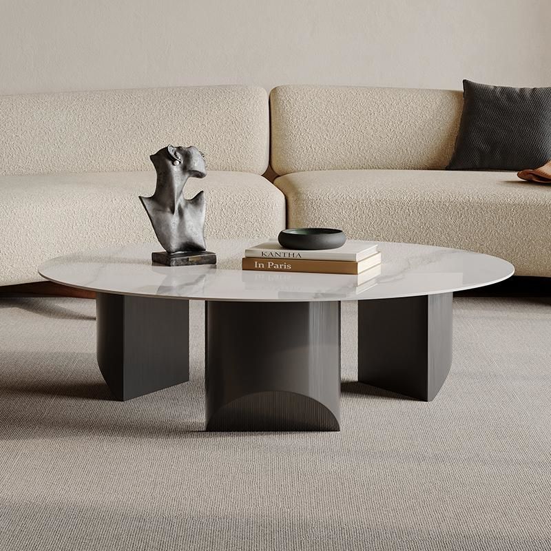 Get Premium Round Rock Marble Coffee & Side Tables Direct from Factory | Shop Now!