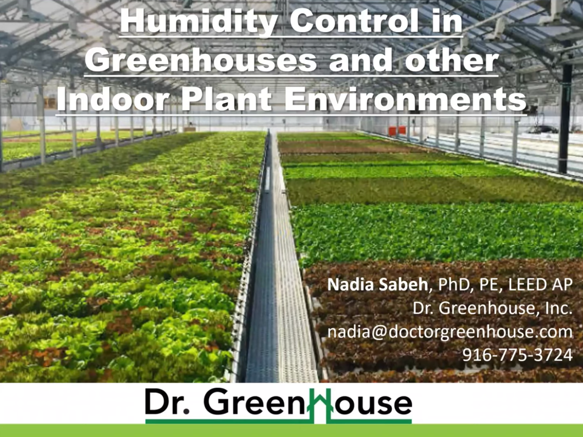 Dehumidification and Humidity Control in Greenhouses