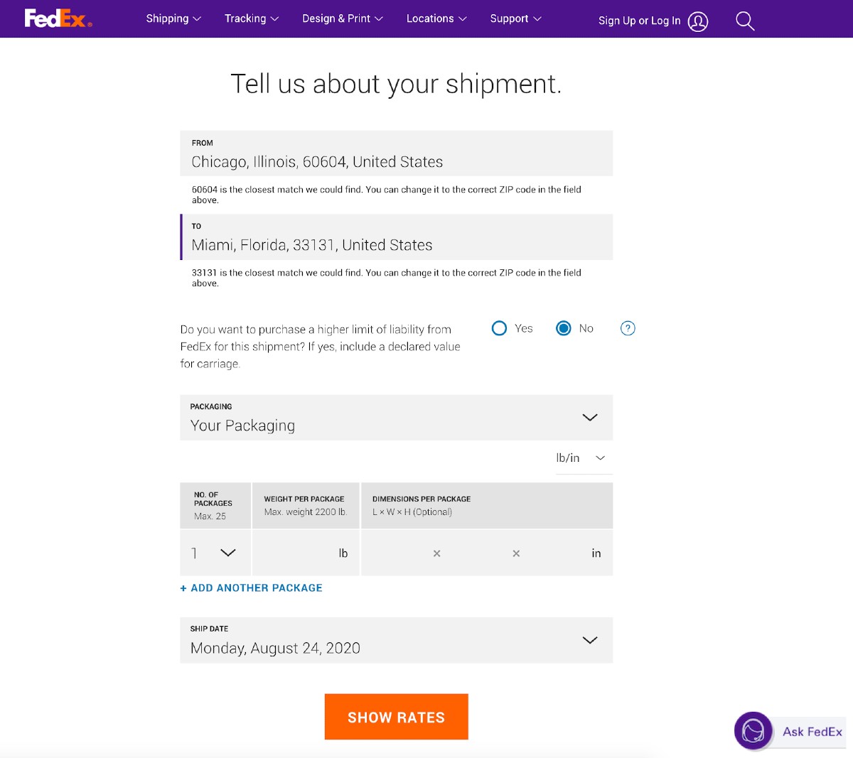 Shipping Rates & Tariffs | FedEx Venezuela