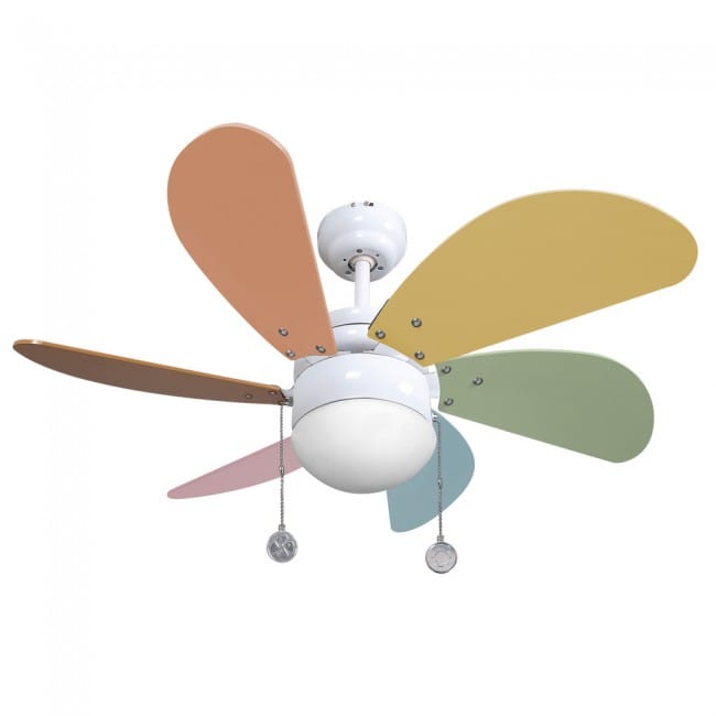 Ceiling fan Dolphin Multicolor Pastel. Fabrilamp