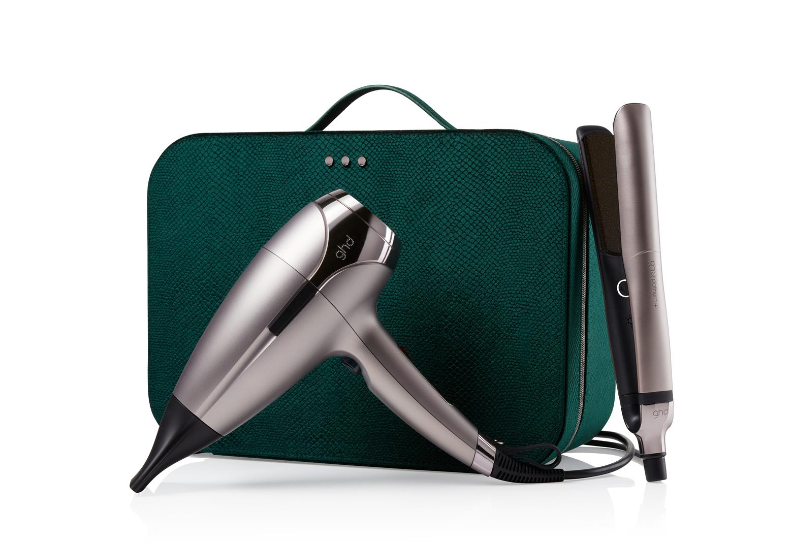 ghd Platinum+ Styler & Helios Hair Dryer Limited Edition Deluxe Gift Set in Warm Pewter | mcIntyres Salons