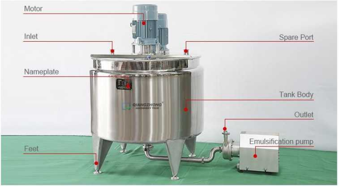 Top open lid emulsification dispersion mixing tank 02